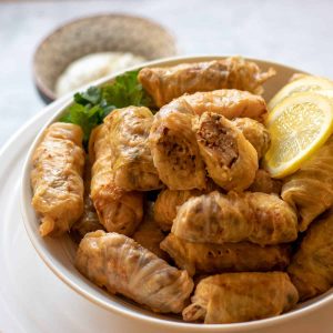 Kelem Sarmasi (Stuffed Cabbage Rolls) with Meat